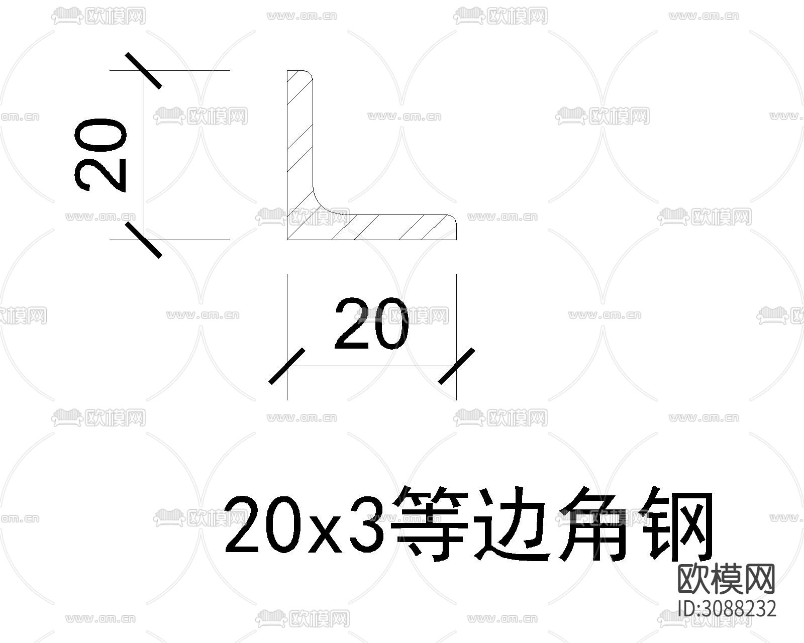 槽钢 工字钢 角钢cad节点详图下载（渲染图3）