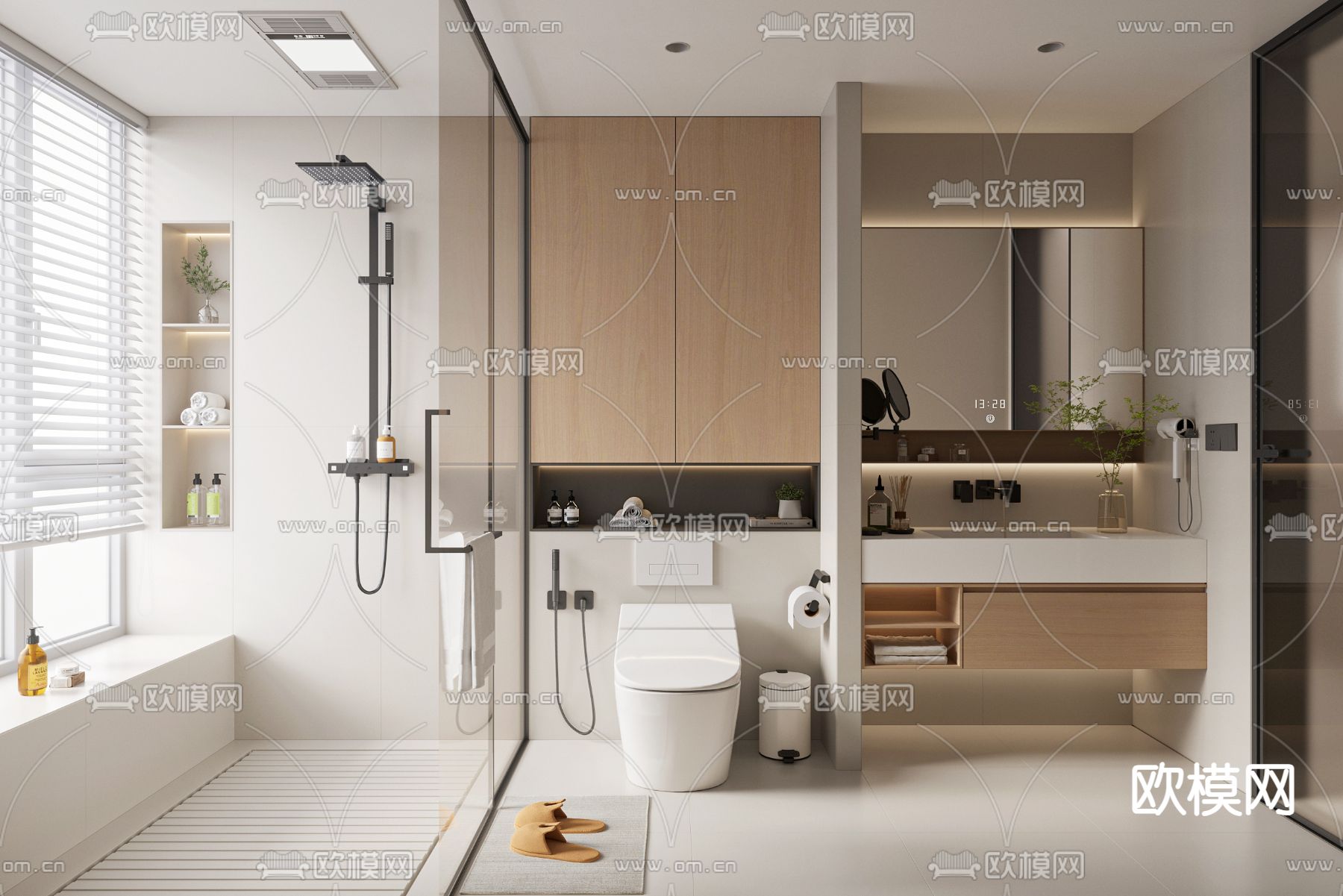 现代卫生间 浴室 洗手间3d模型下载