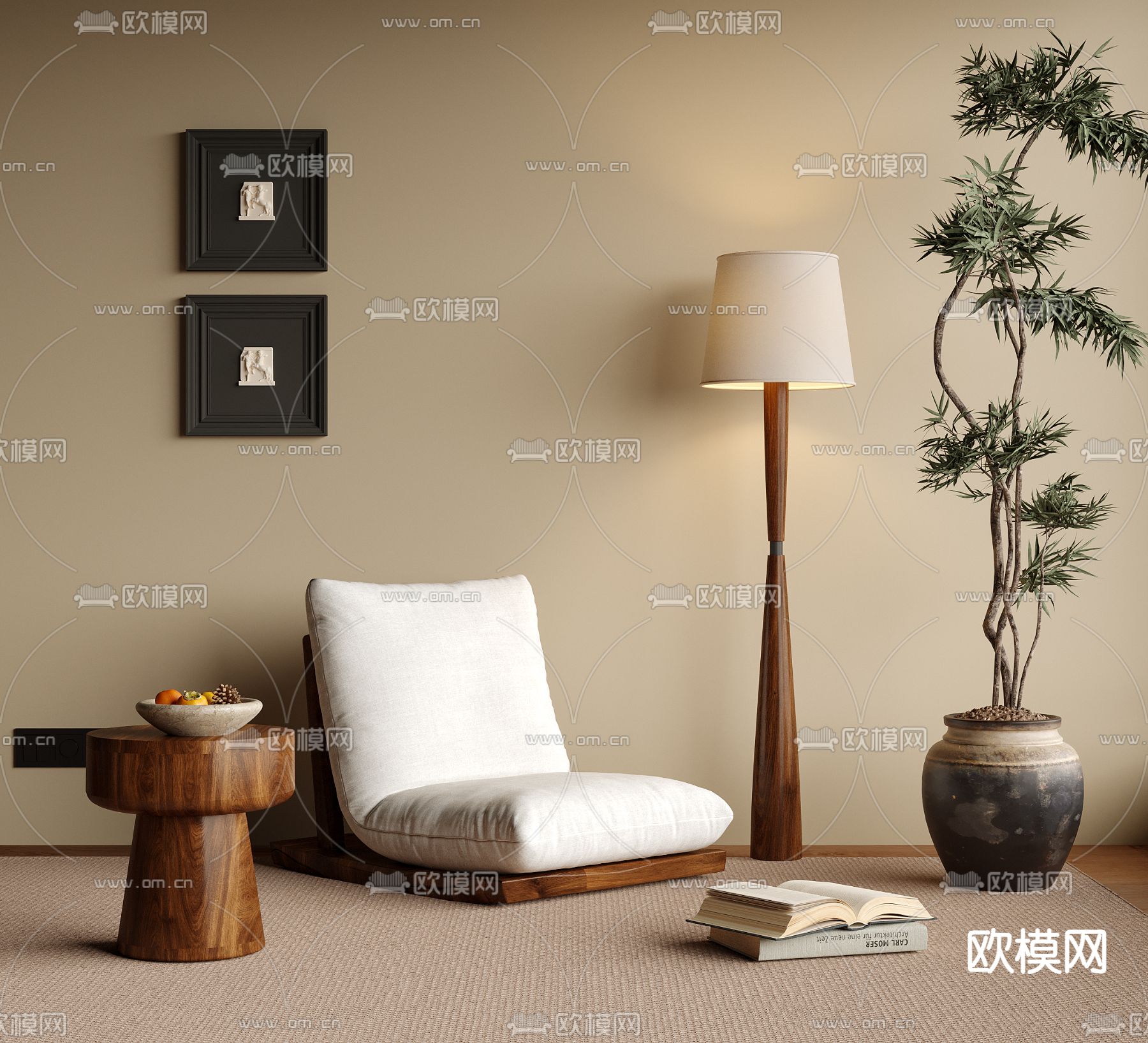 侘寂休闲沙发3d模型下载