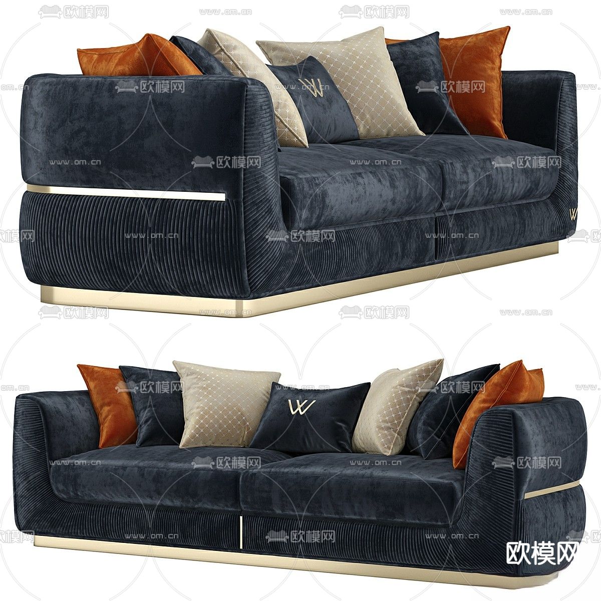 双人沙发 软体沙发3d模型下载（渲染图2）