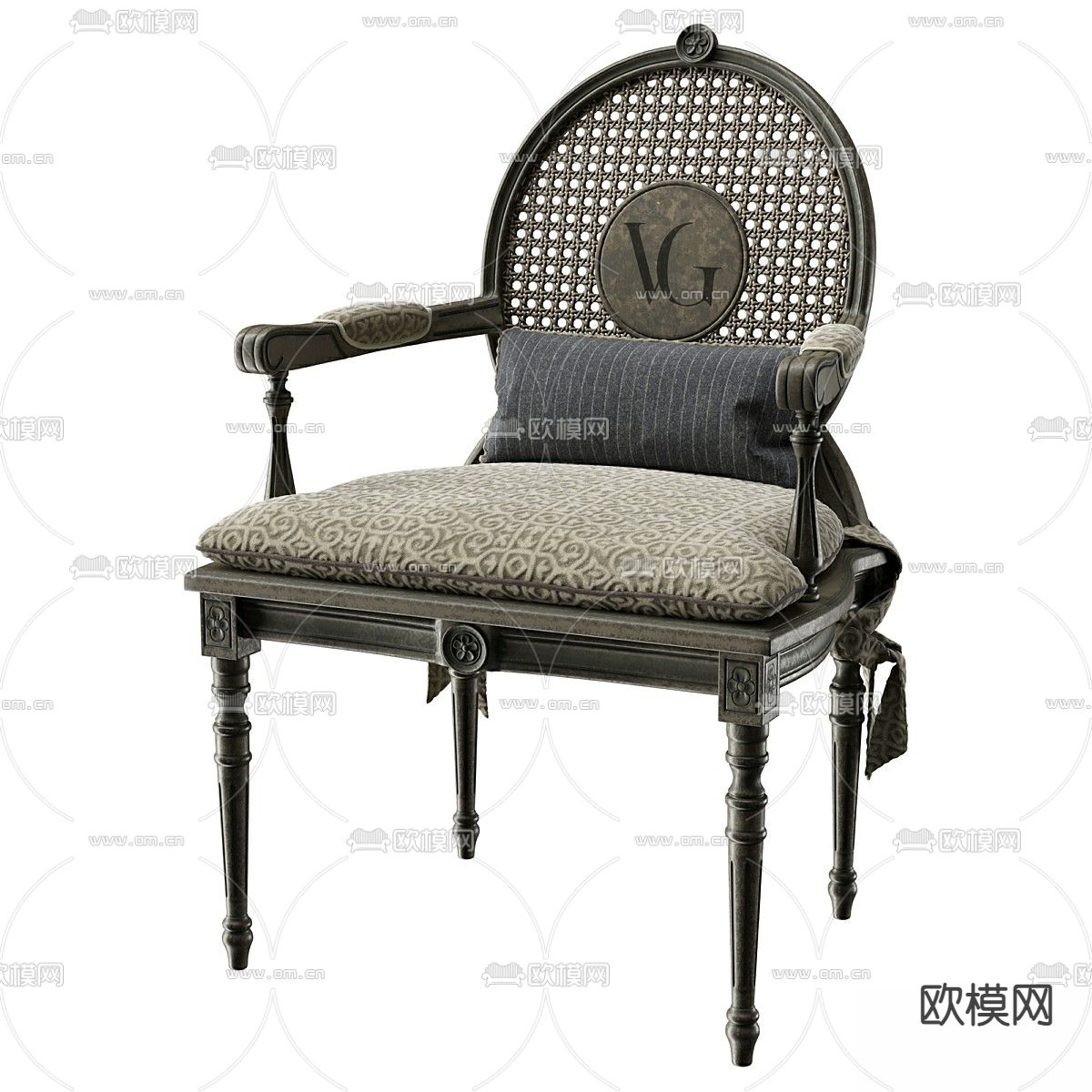 简欧椅子 餐椅3d模型下载（渲染图1）