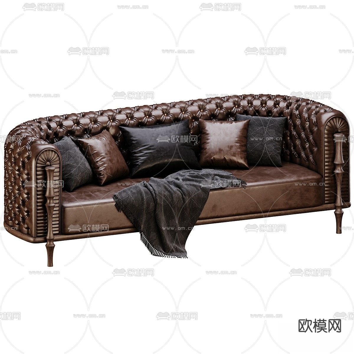 欧式沙发 双人沙发3d模型下载（渲染图2）