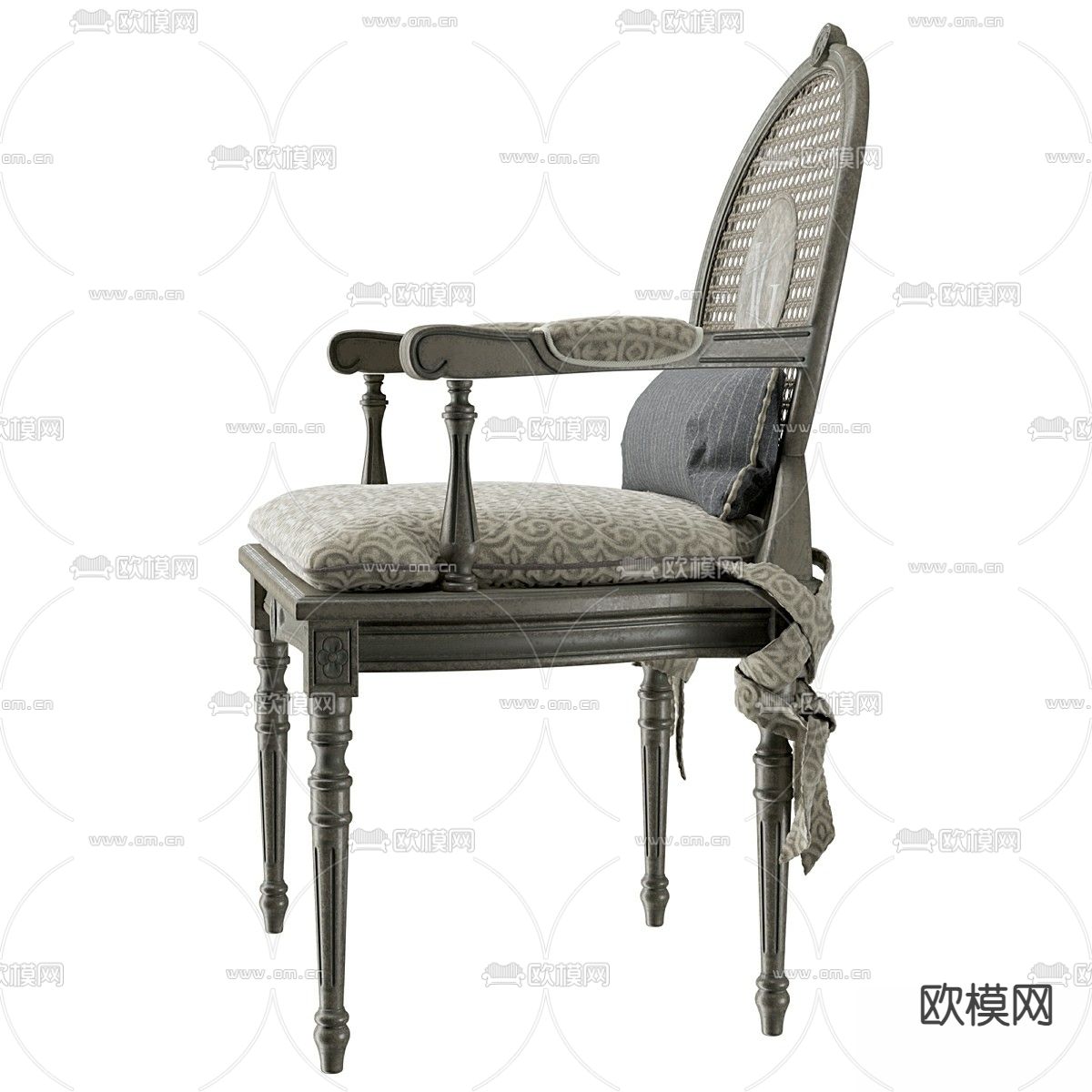 简欧椅子 餐椅3d模型下载（渲染图3）