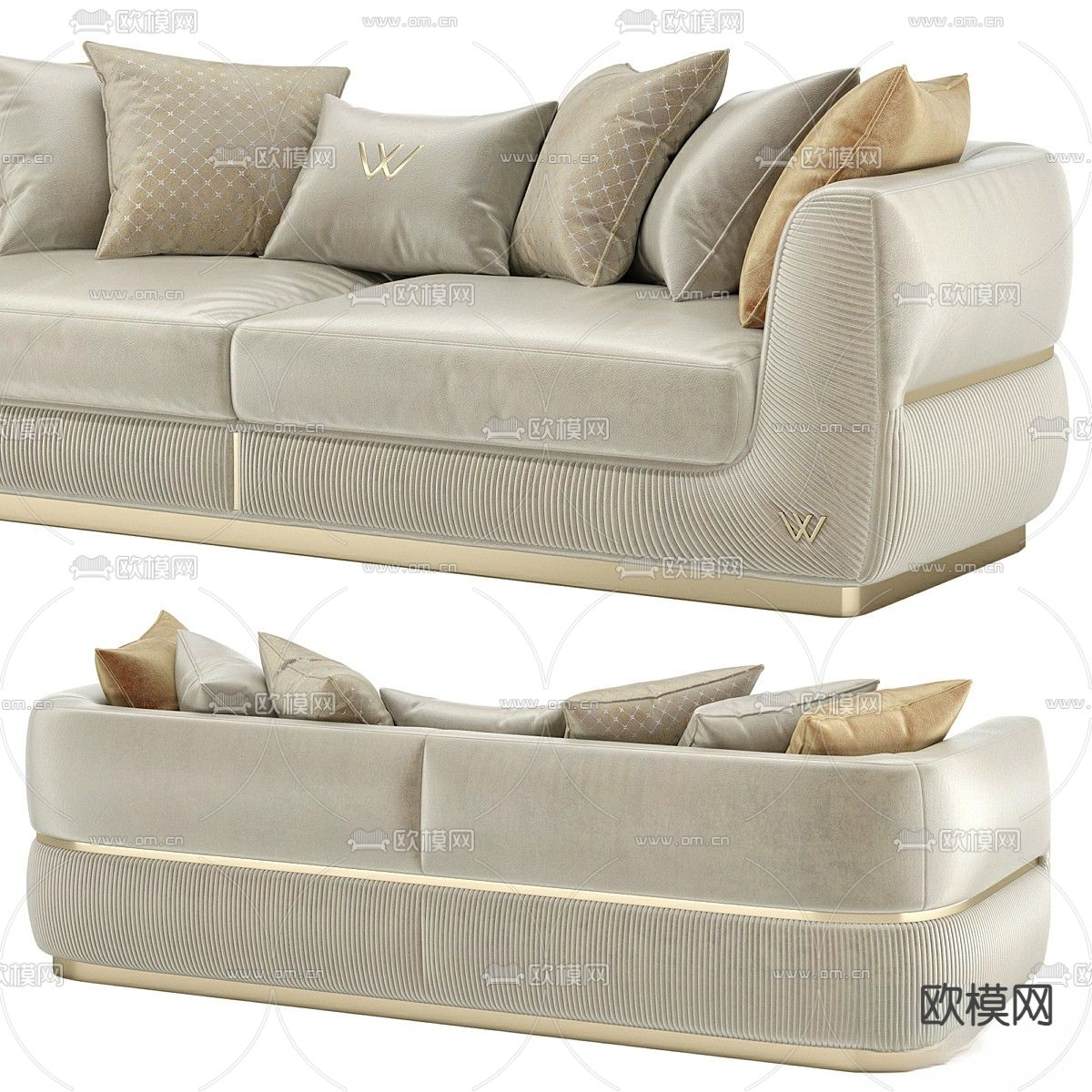 双人沙发 软体沙发3d模型下载（渲染图4）