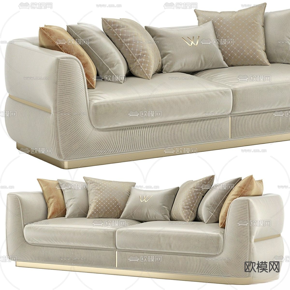 双人沙发 软体沙发3d模型下载（渲染图3）
