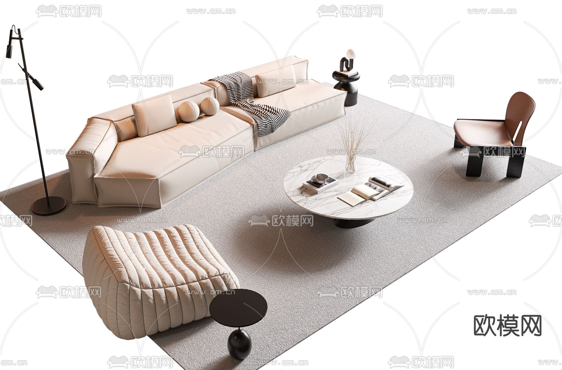 现代组合沙发3d模型下载