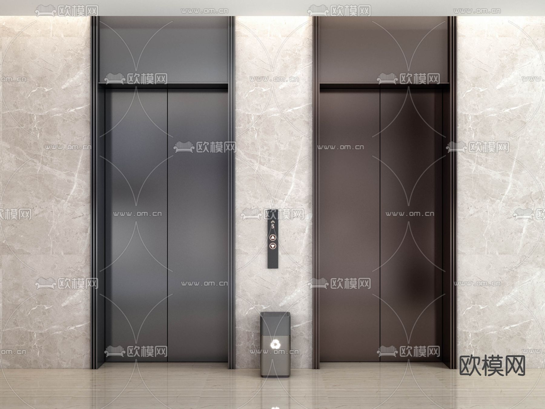 电梯门 电梯间su模型下载（渲染图2）