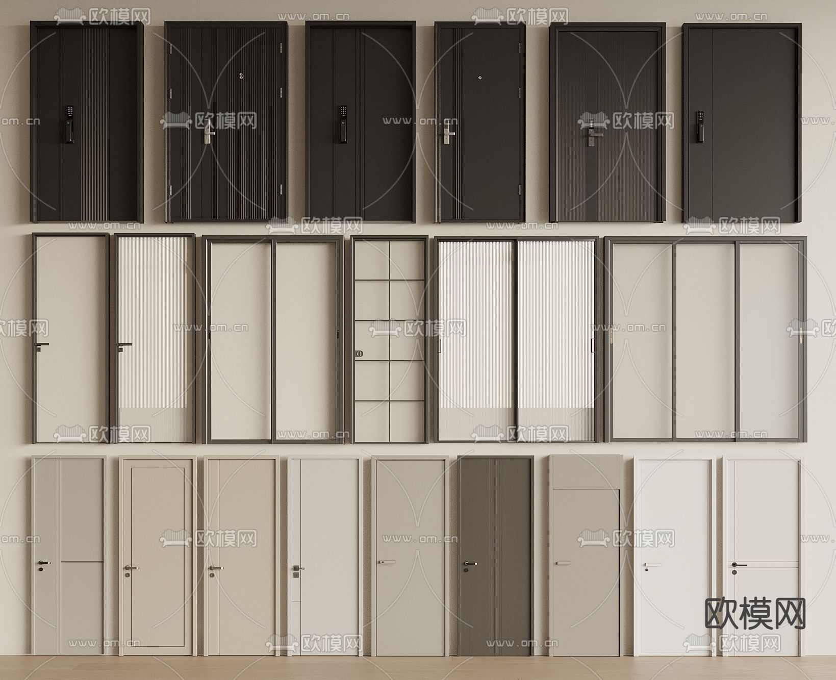 入户门 防盗门 平开门 厨卫门3d模型下载