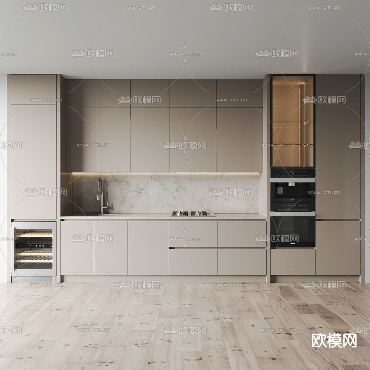 现代橱柜 餐边柜3d模型下载（渲染图1）