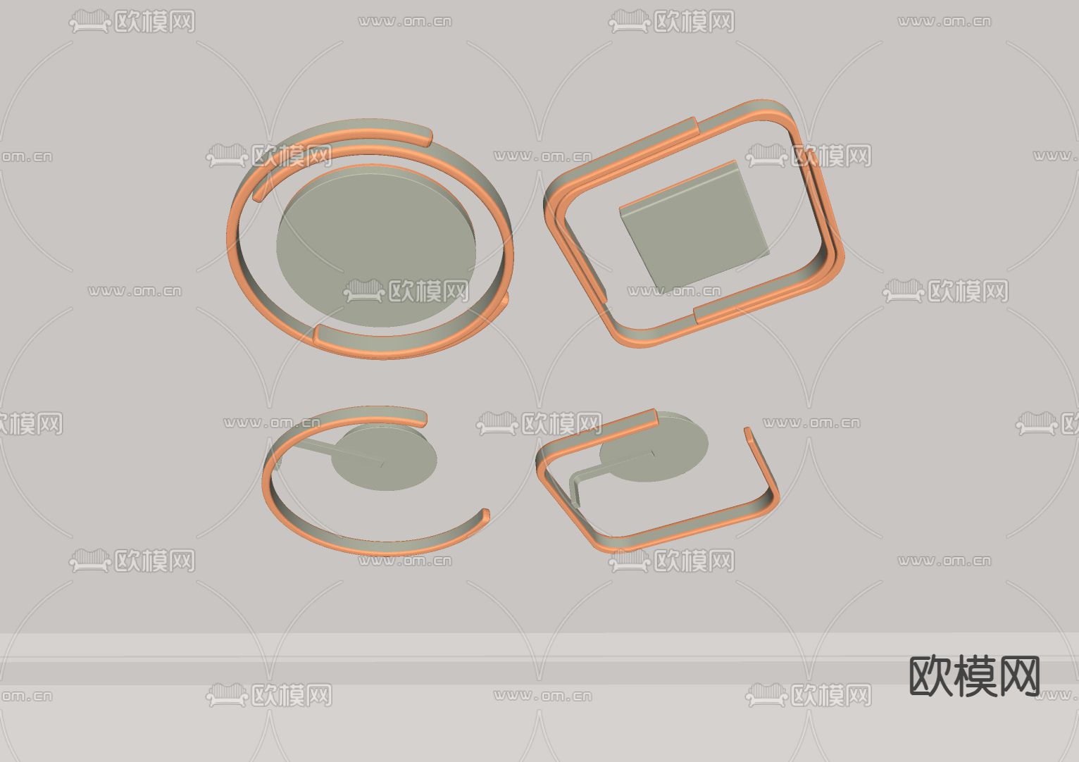 现代吸顶灯su模型下载（渲染图1）