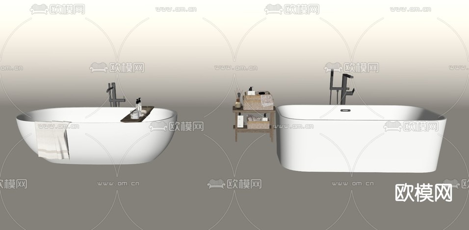 现代浴缸 浴盆su模型下载(渲染图1)