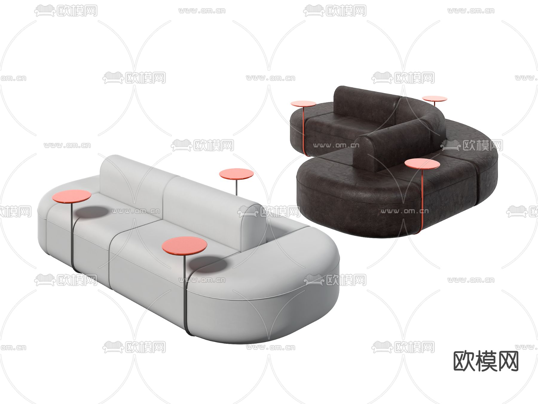 大堂沙发 双靠办公沙发 公共沙发3d模型下载