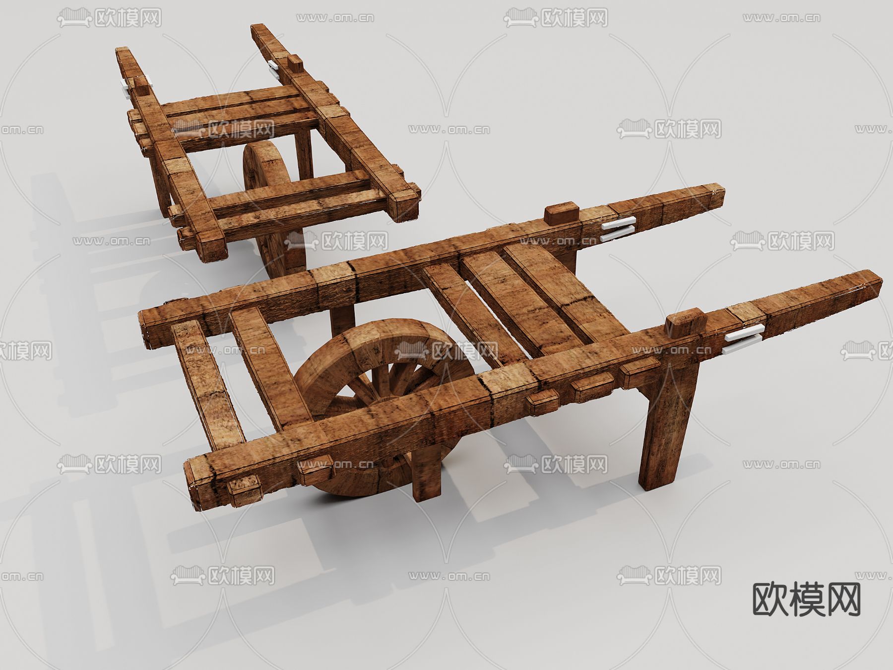 老式手推车3d模型下载