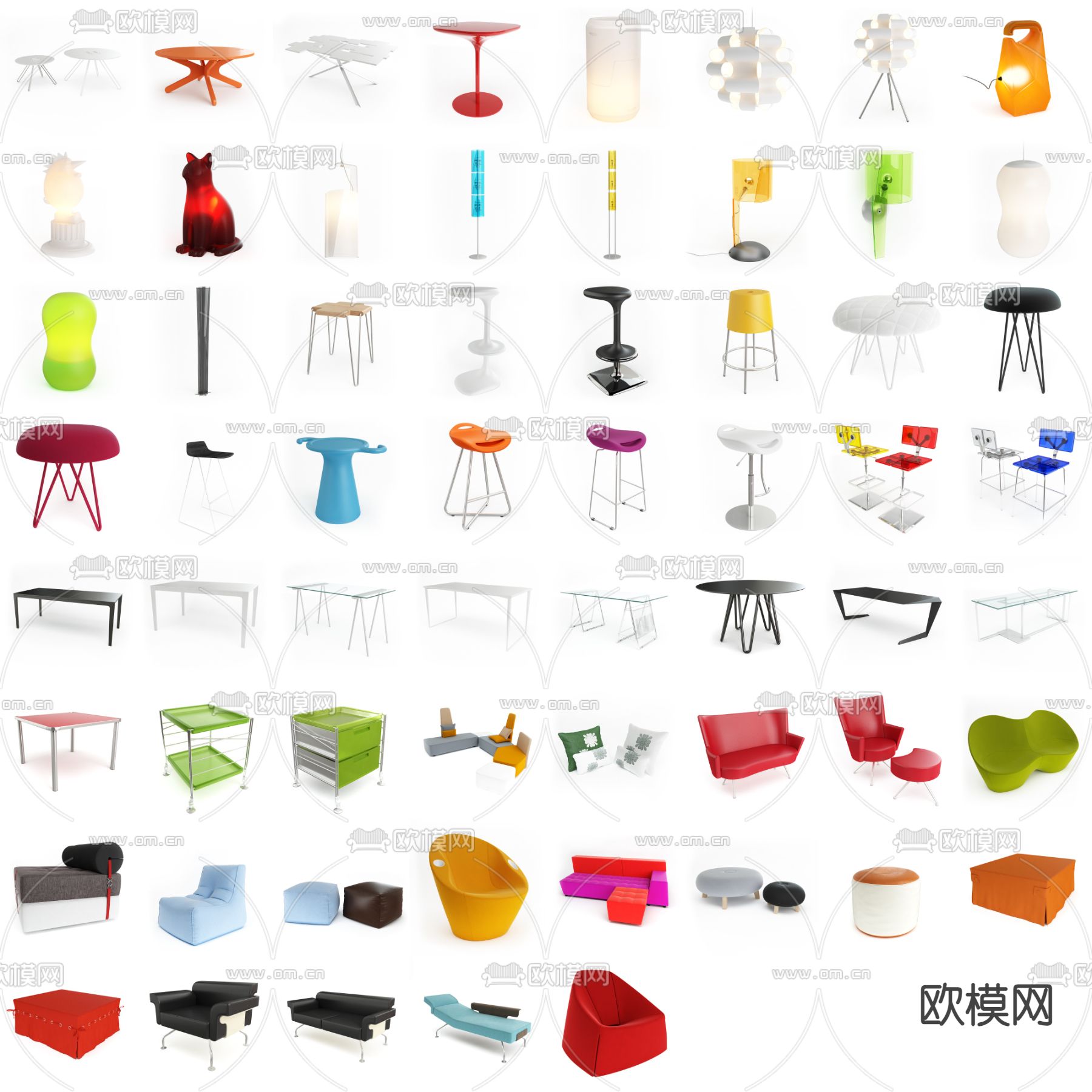 吧椅 吧凳 圆几 单人沙发3d模型下载