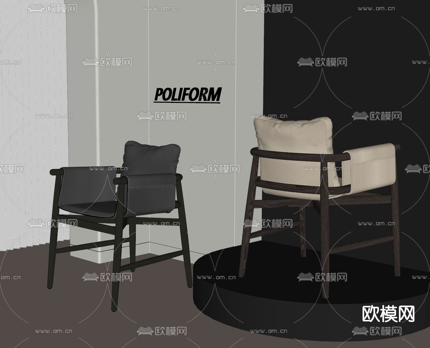 POLIFORM 餐椅su模型下载（渲染图1）