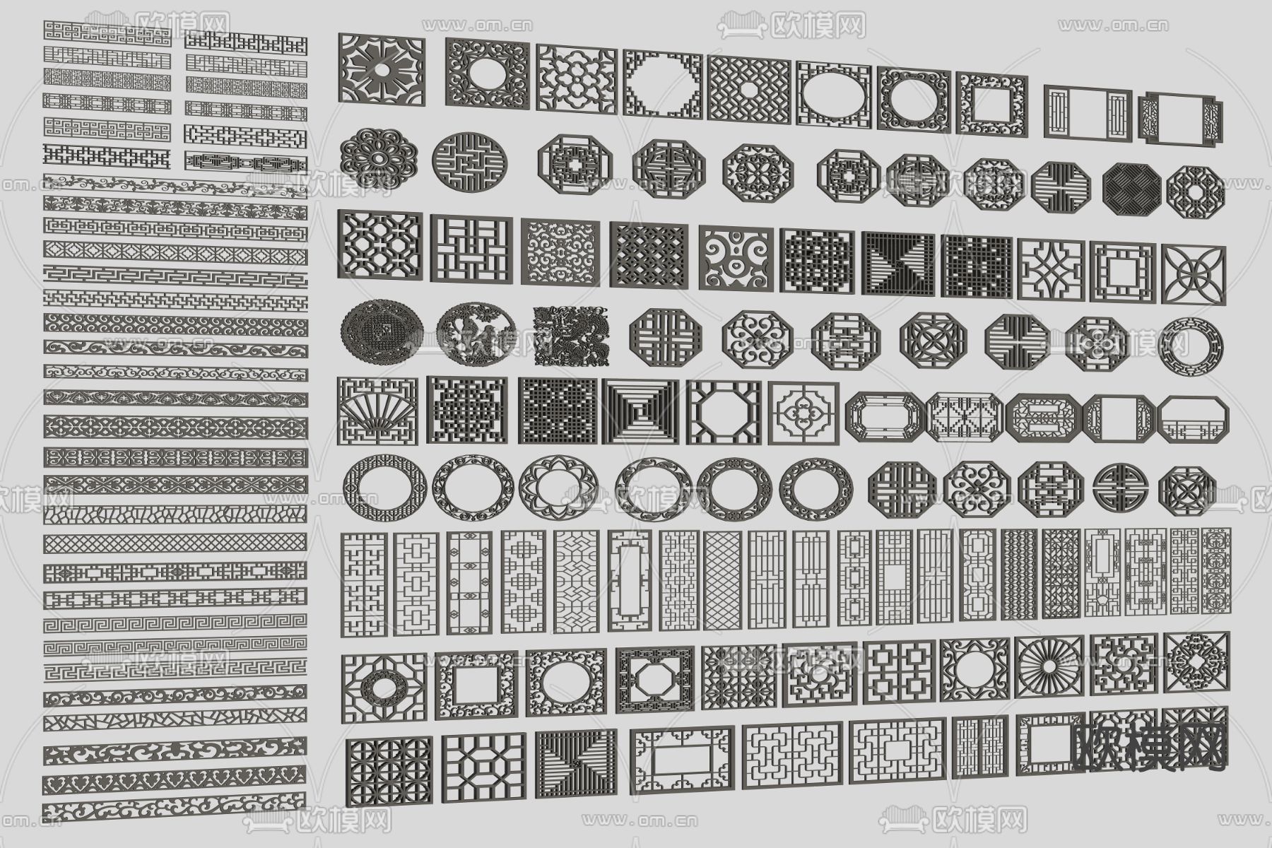 中式镂空窗 雕花su模型下载（渲染图2）