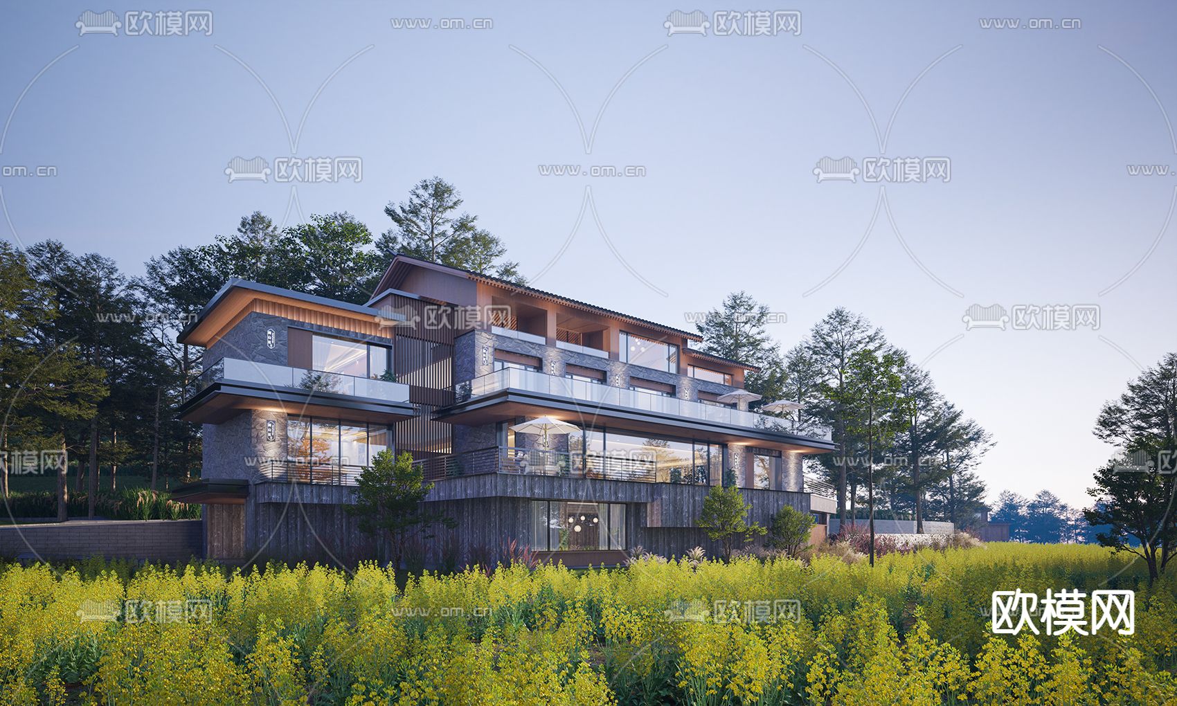 独栋别墅外观3d模型下载