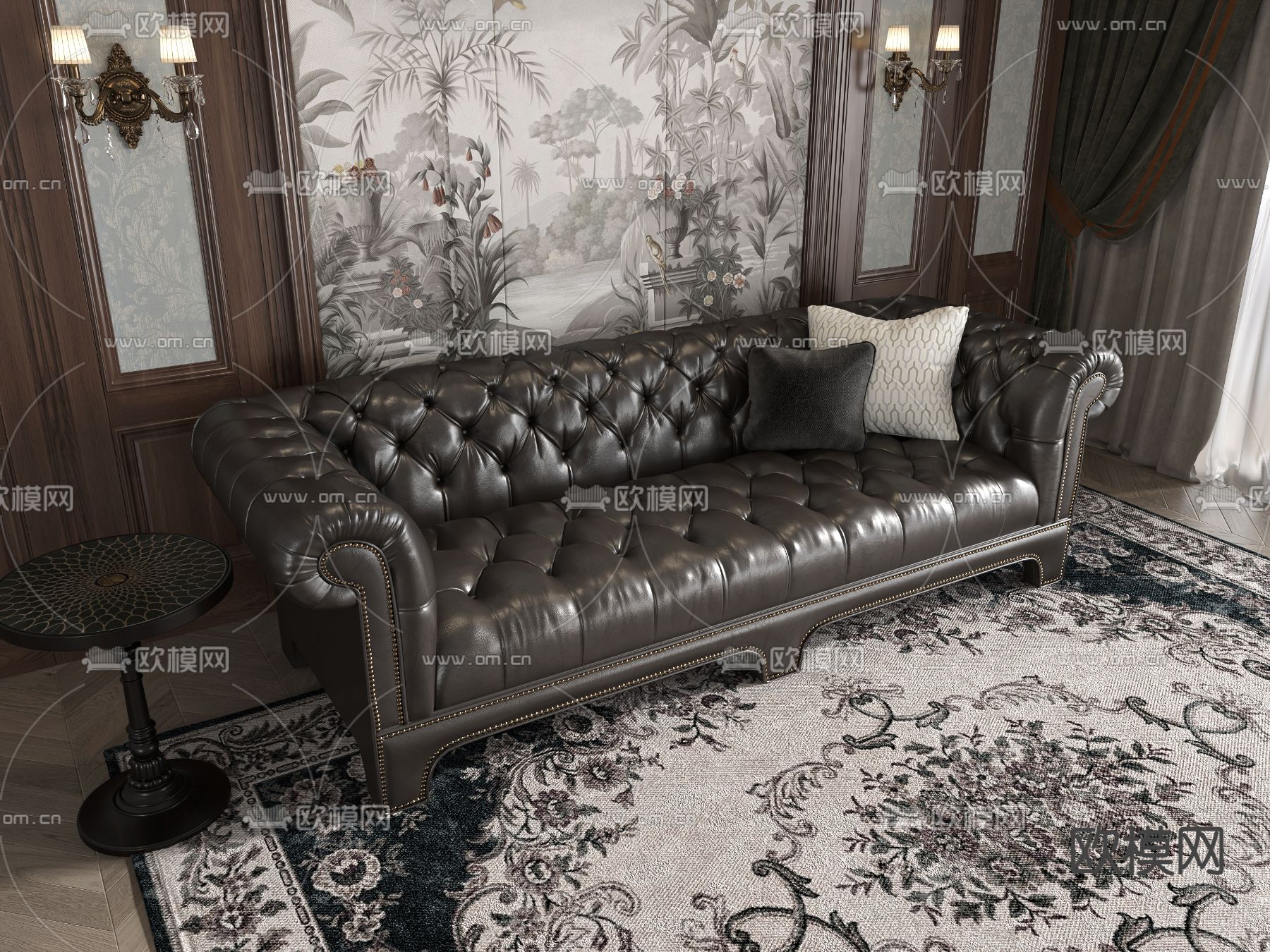 皮革沙发 双人沙发3d模型下载