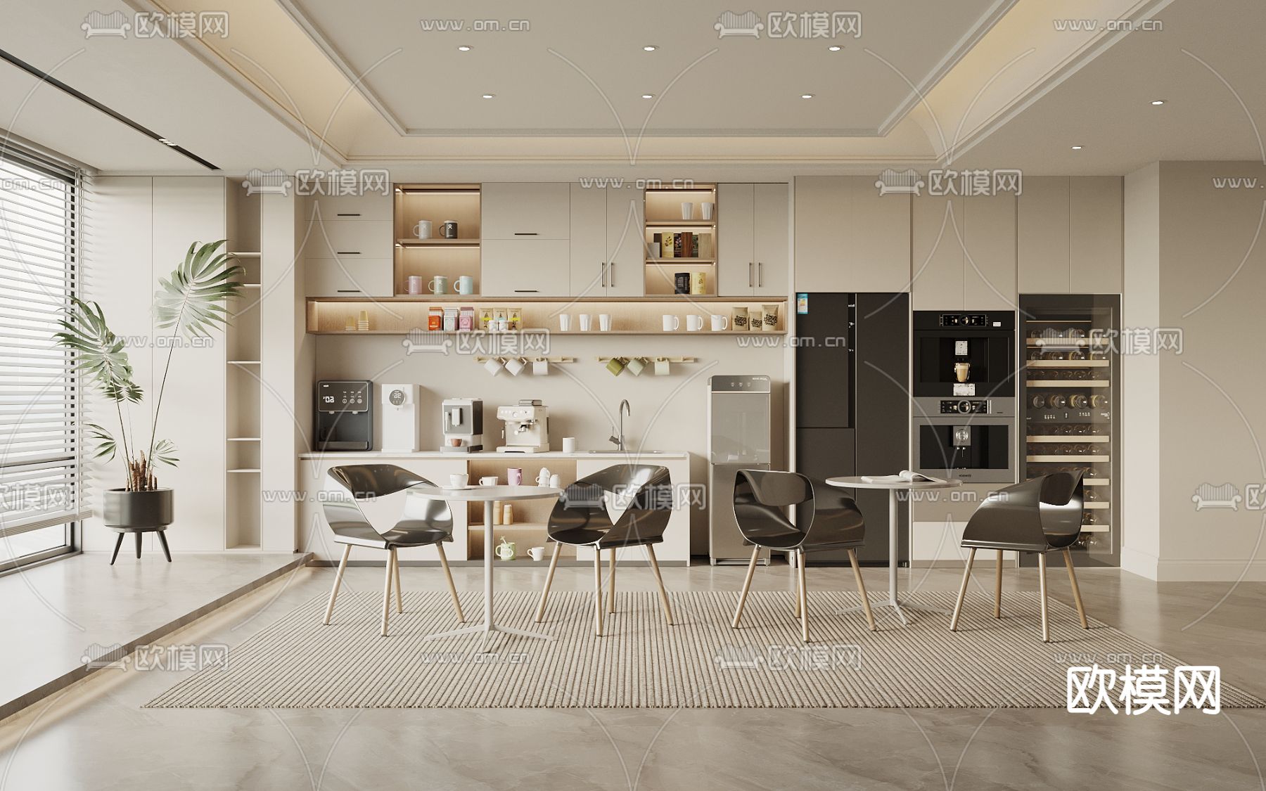 办公室茶水间 休息区3d模型下载