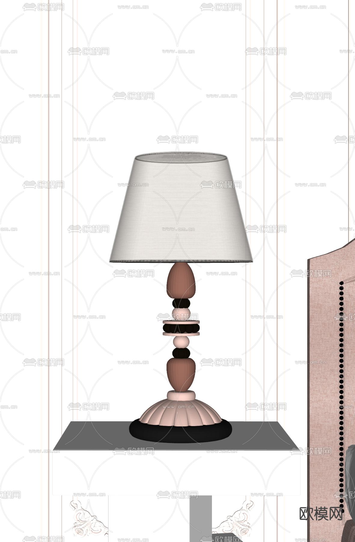 简欧台灯su模型下载（渲染图1）
