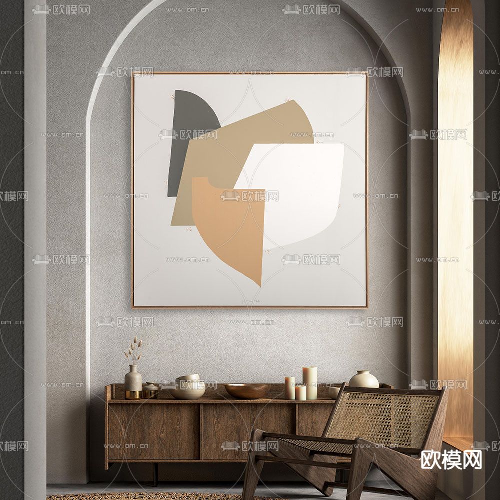 Novocuadro 抽象画 装饰画3d模型下载（渲染图1）