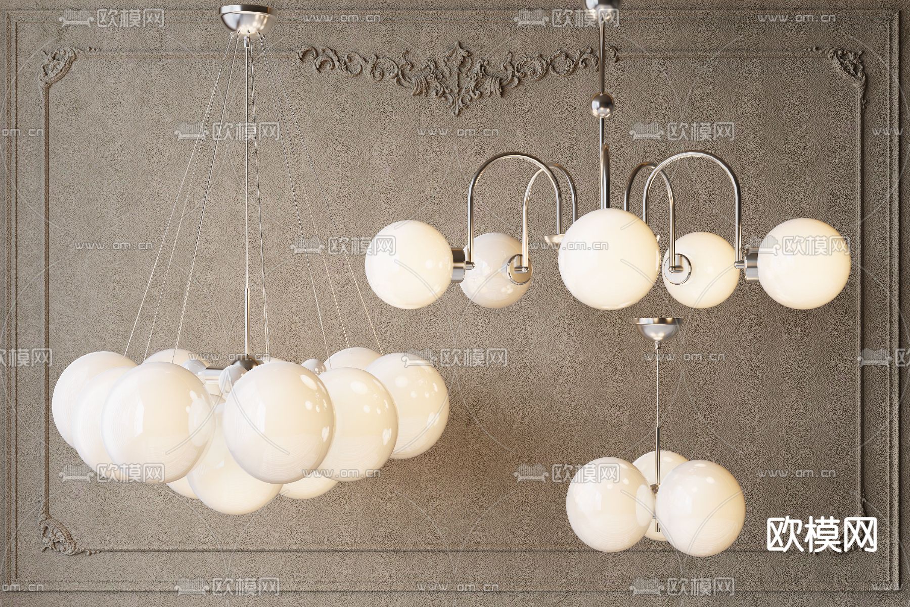 现代吊灯su模型下载（渲染图2）