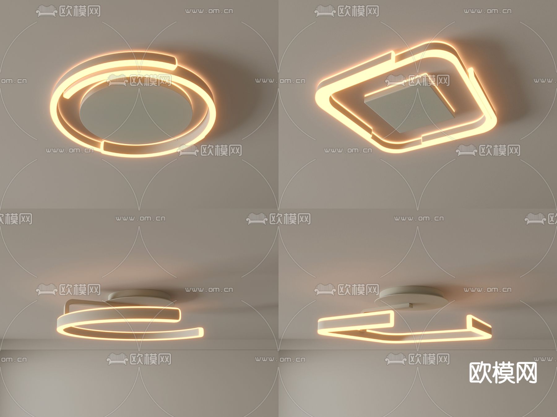 现代吸顶灯su模型下载（渲染图2）