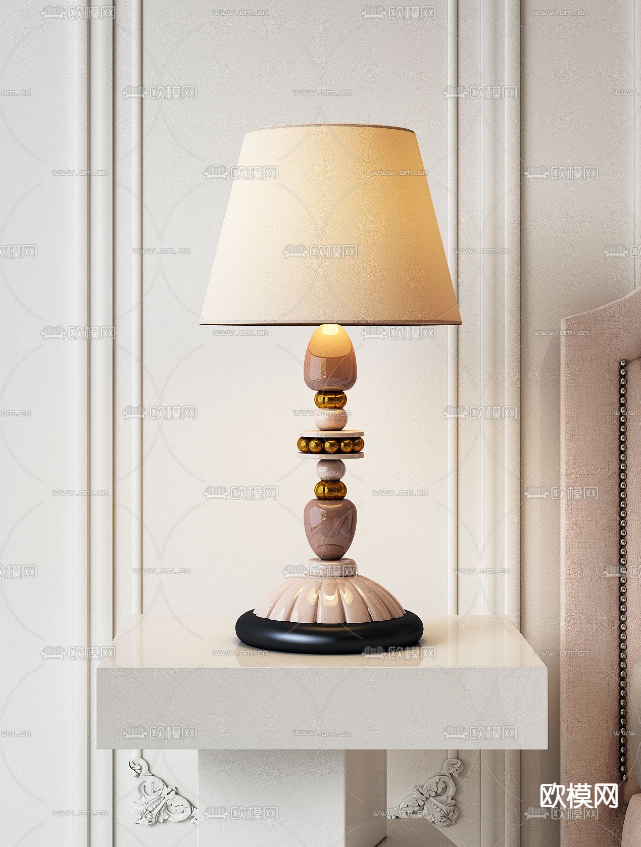 简欧台灯su模型下载（渲染图2）