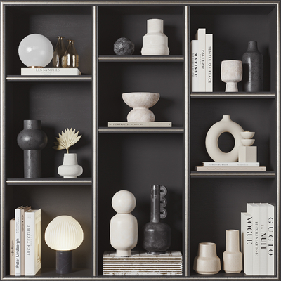 现代饰品摆件 书籍 台灯su模型