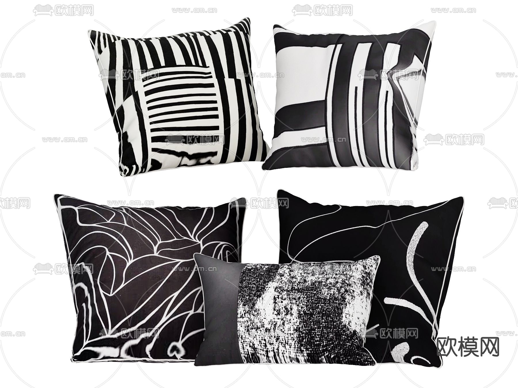 黑白枕头 抱枕 靠枕3d模型下载