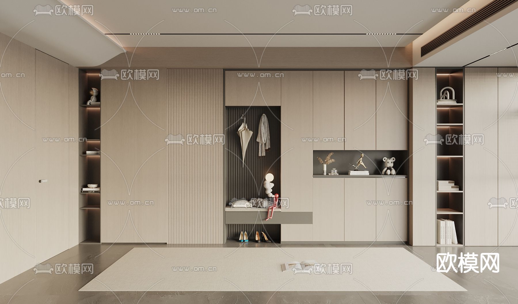 玄关鞋柜 换鞋凳3d模型下载