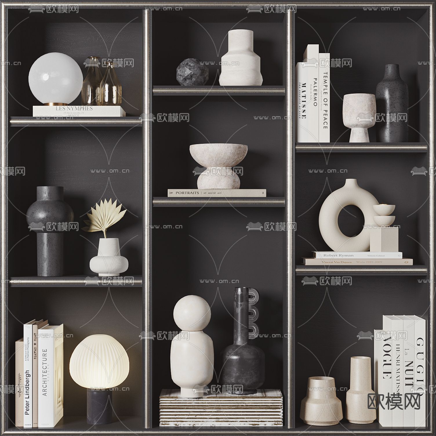 现代饰品摆件 书籍 台灯su模型