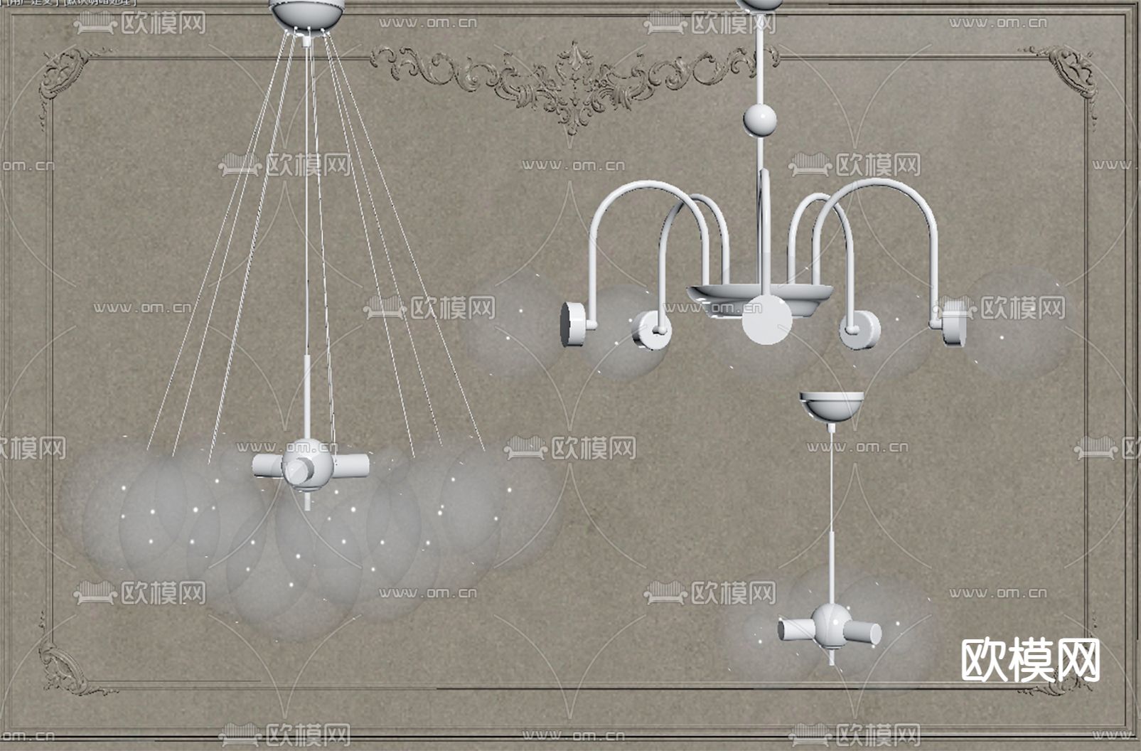 现代吊灯su模型下载（渲染图1）