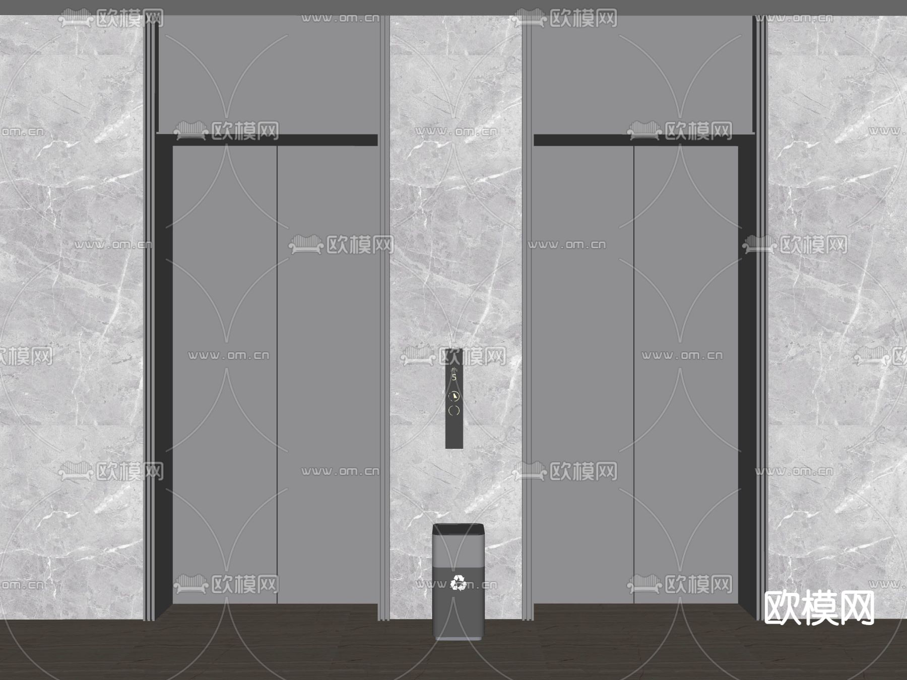 电梯门 电梯间su模型下载（渲染图1）