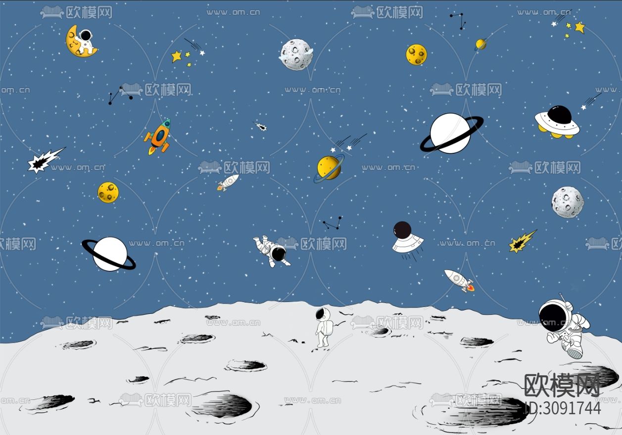 星空宇宙卡通太空宇航员壁纸下载