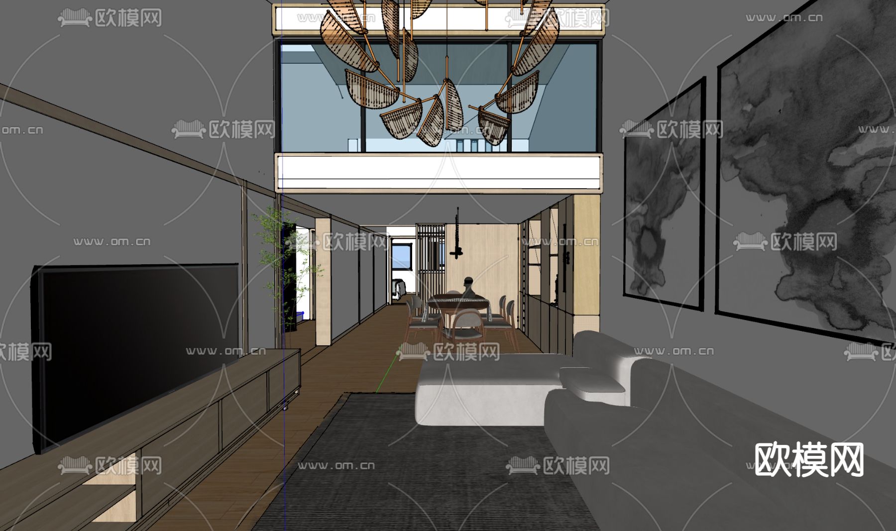 阁楼 公寓su模型下载（渲染图1）