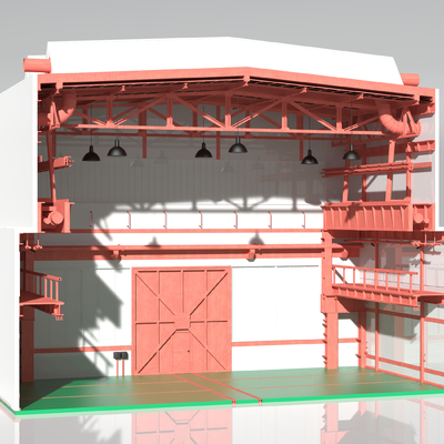  工业设施 汽修修理车间su模型 