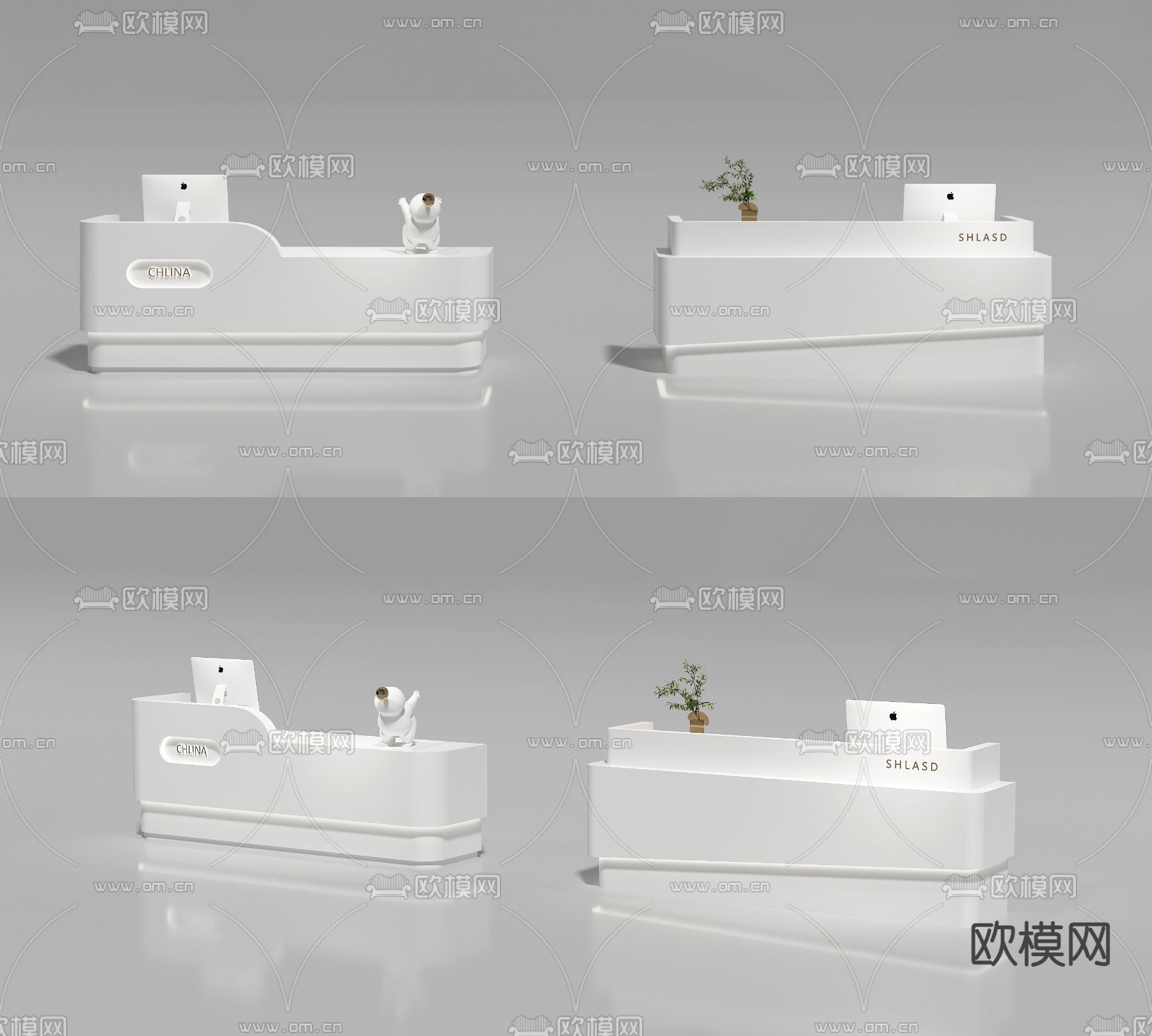 现代前台 接待台 收银台su模型下载（渲染图2）