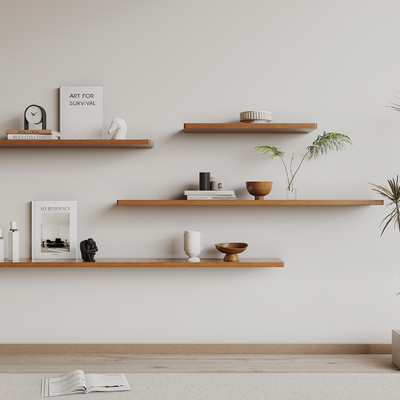  现代实木置物架su模型 