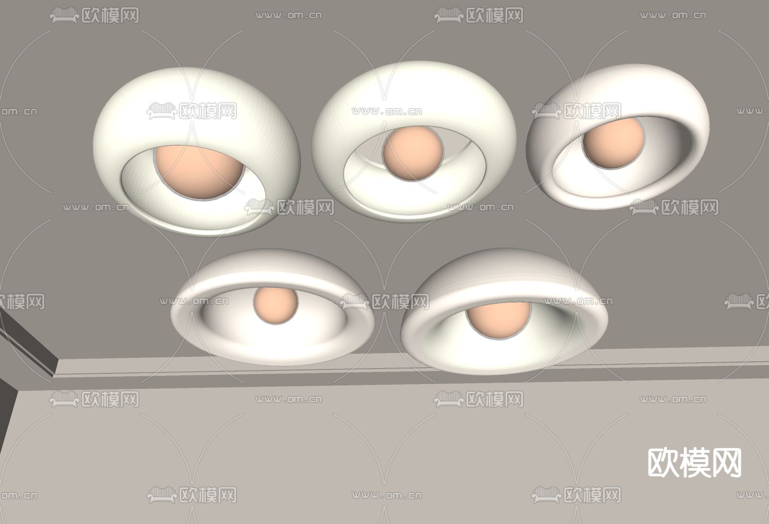 现代吸顶灯su模型下载（渲染图1）