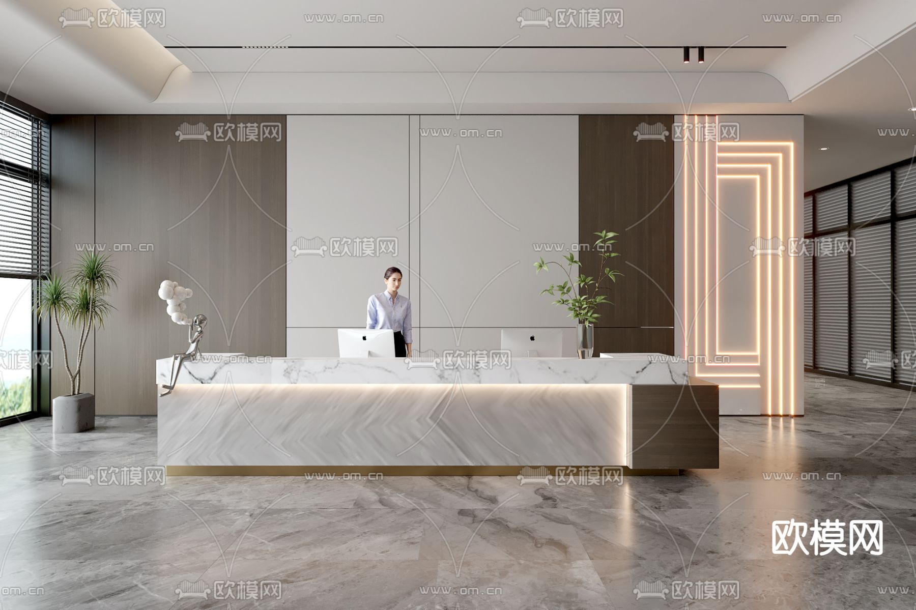 公司前台  接待3d模型下载