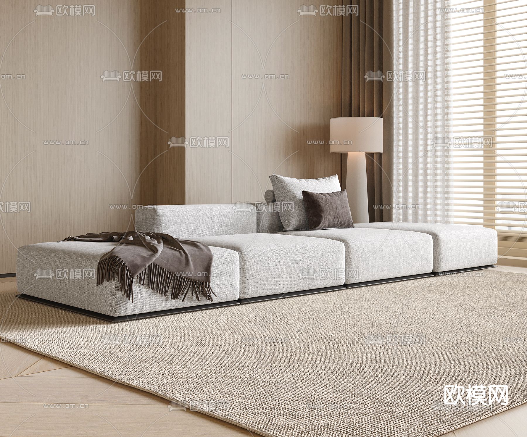 现代多人沙发su模型下载（渲染图2）