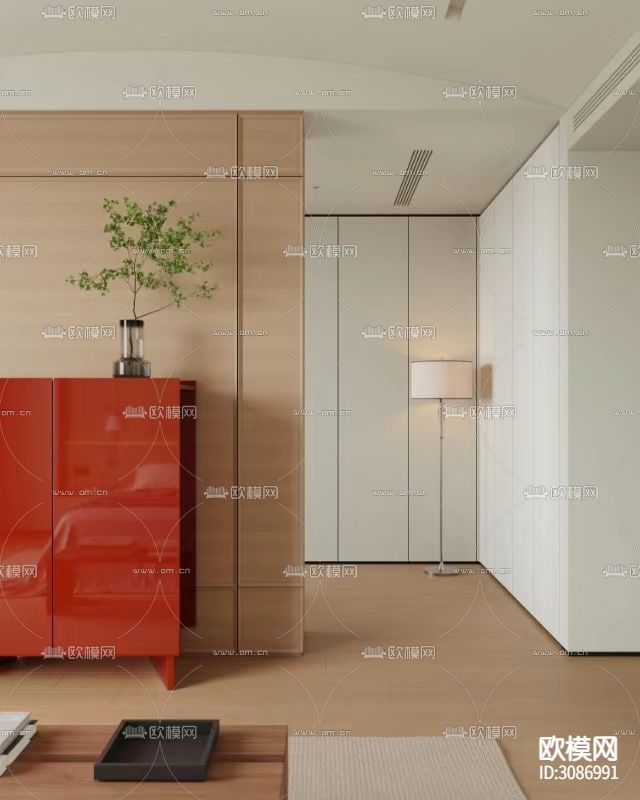 原木风卧室 主卧 主人房装修效果图下载（渲染图7）