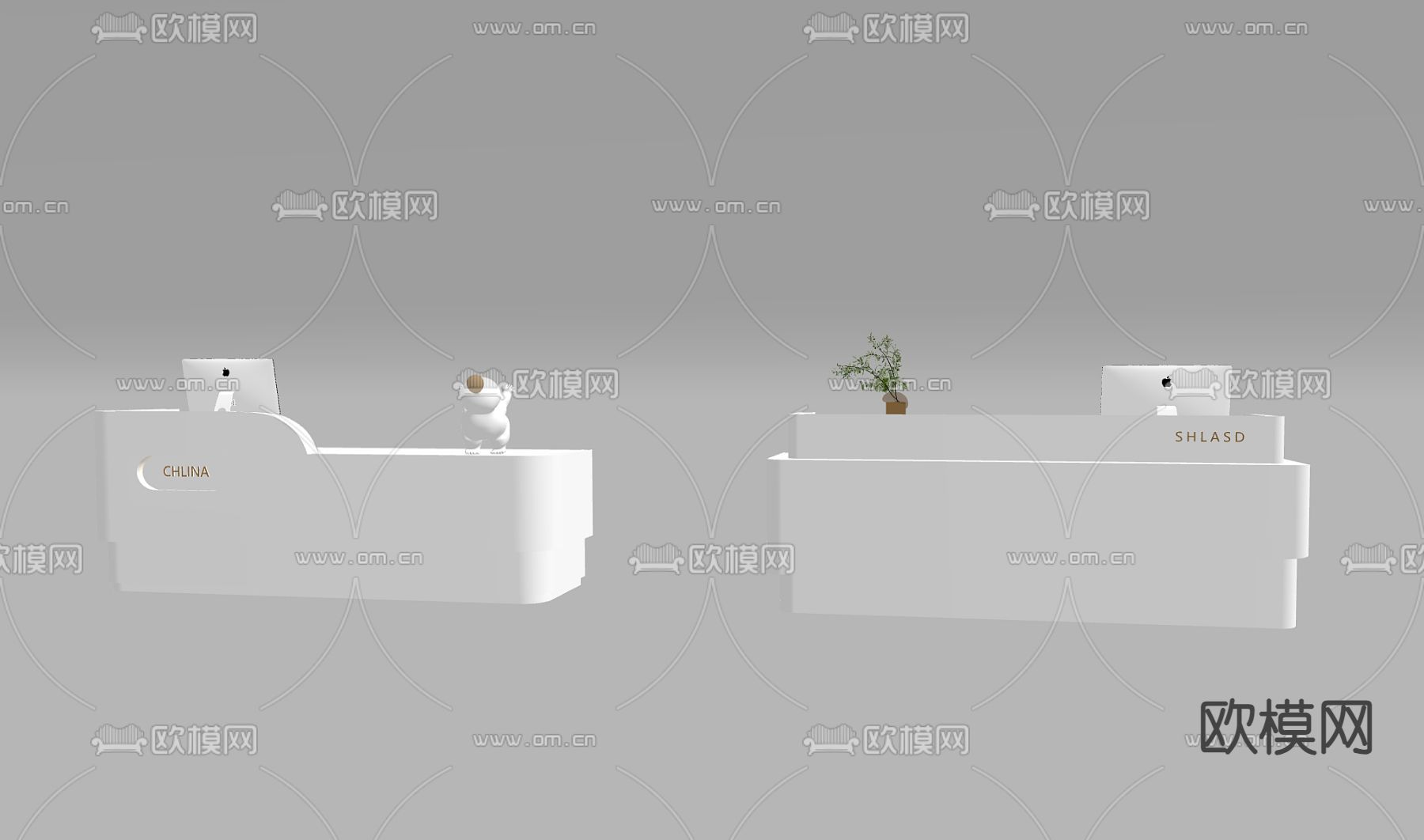 现代前台 接待台 收银台su模型下载（渲染图1）