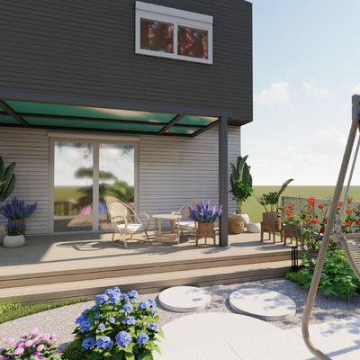  现代别墅园林 景观庭院su模型 