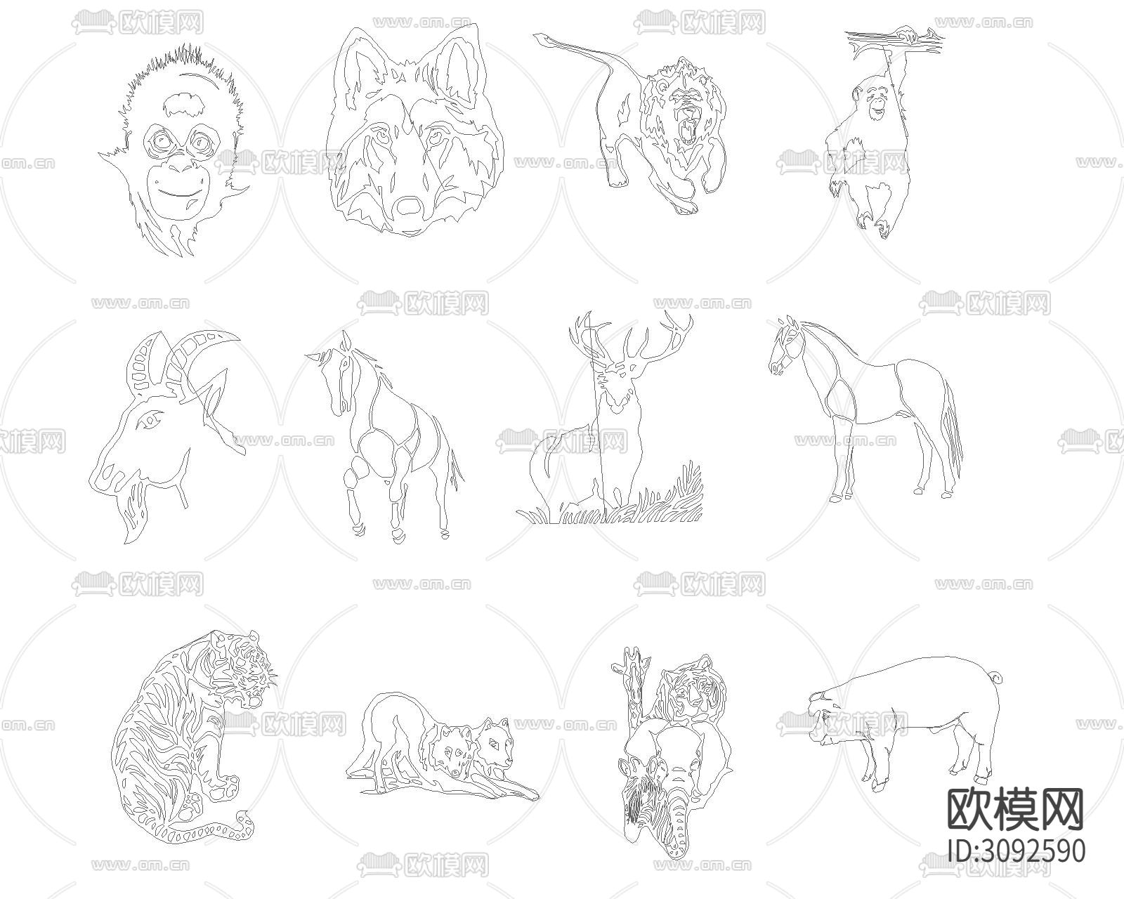 野生动物cad图库下载（渲染图2）