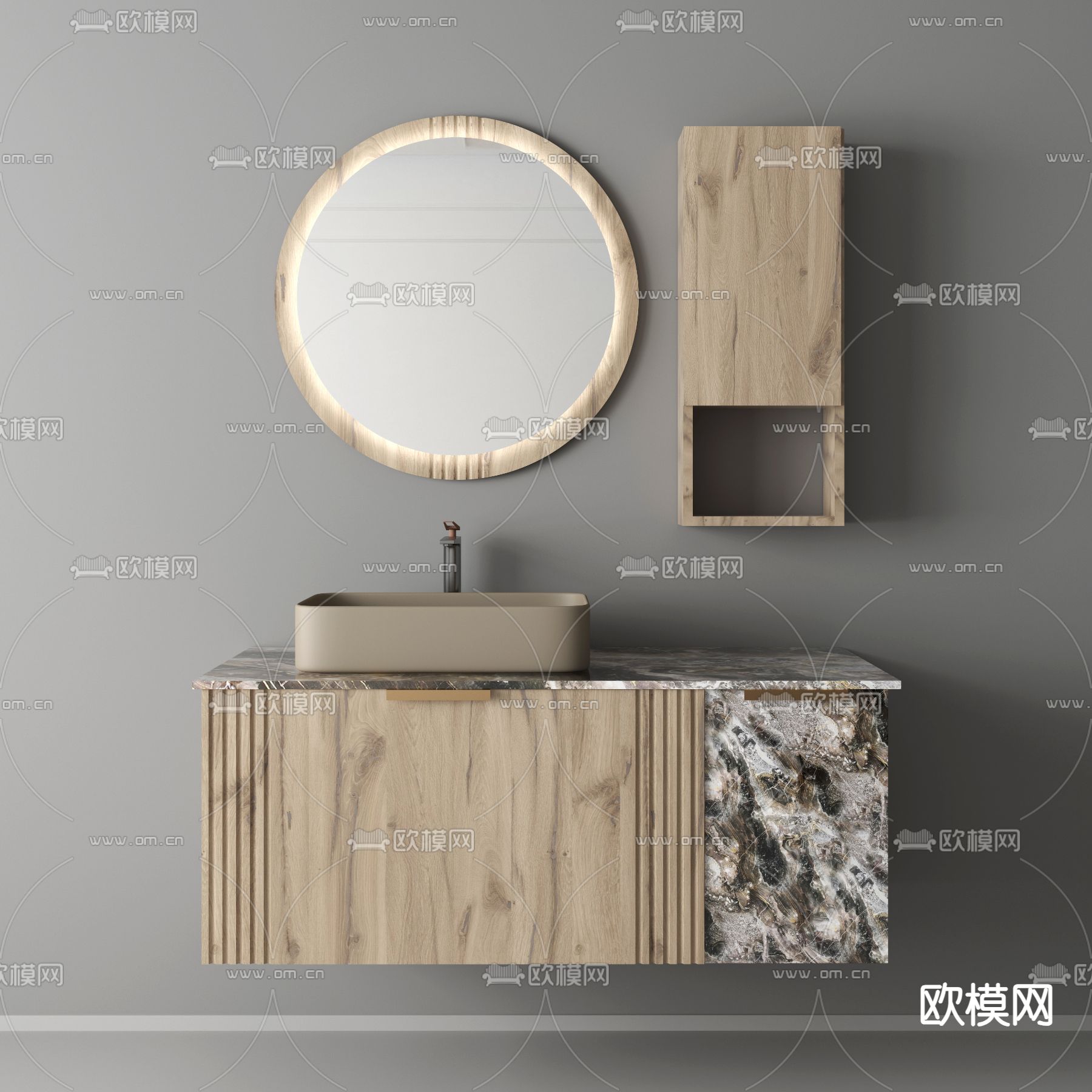 侘寂浴室柜 洗手台 洗手盆3d模型下载