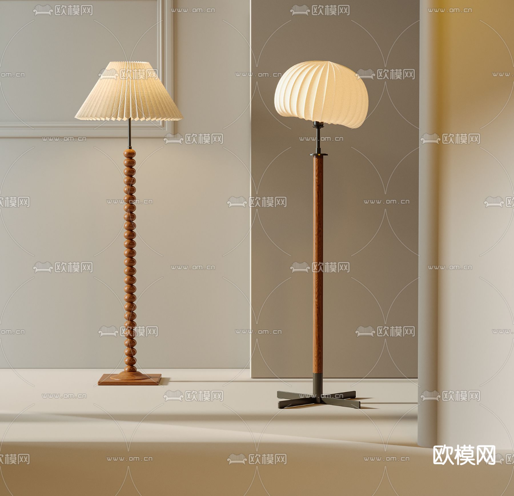 中古风落地灯3d模型下载