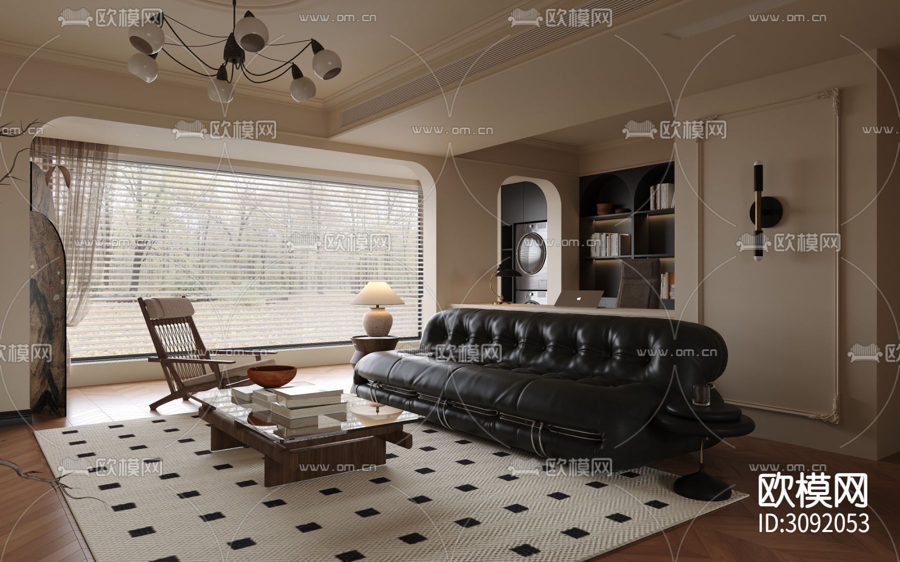 中古风客餐厅装修效果图下载（渲染图3）