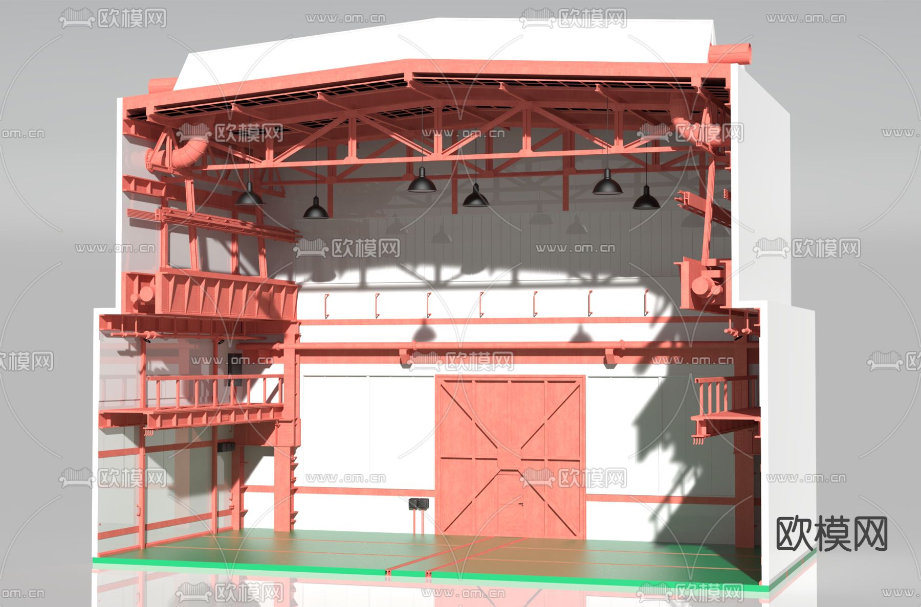 汽修修理间3d模型下载（渲染图2）